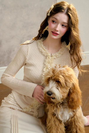 Stretch Knit Cardigan Sweater