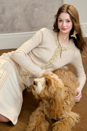 Stretch Knit Cardigan Sweater