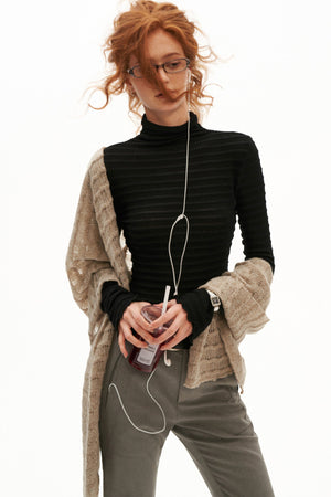 Stretch Ribbed Turtleneck Top