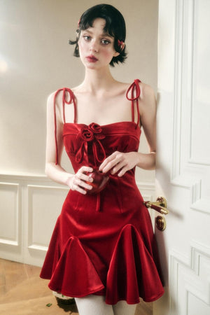 Stretch Velvet Suspender Dress