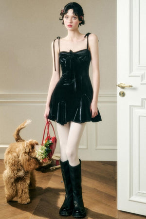Stretch Velvet Suspender Dress