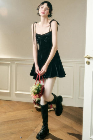 Stretch Velvet Suspender Dress