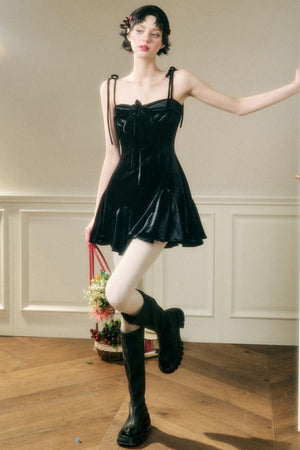 Stretch Velvet Suspender Dress