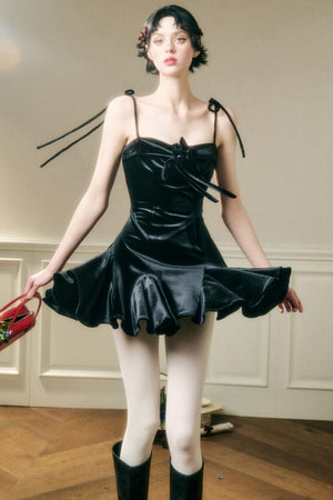 Stretch Velvet Suspender Dress
