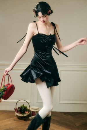 Stretch Velvet Suspender Dress
