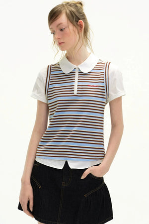 Striped Academic Polo Blouse