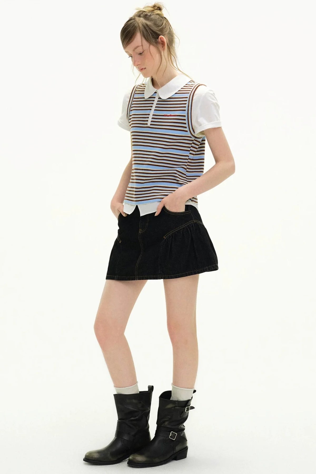 Striped Academic Polo Blouse