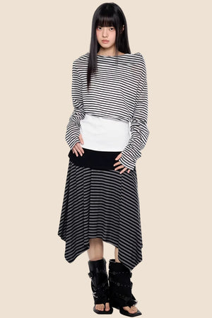 Striped Asymmetrical Lightweight Top