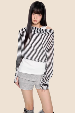 Striped Asymmetrical Lightweight Top