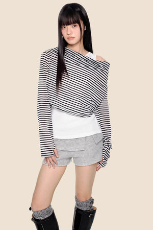 Striped Asymmetrical Lightweight Top