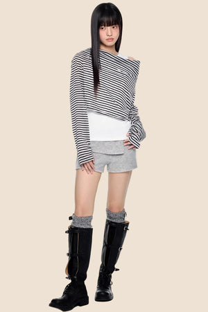 Striped Asymmetrical Lightweight Top
