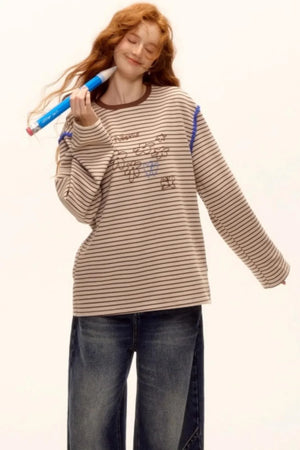 Striped Bead Embroidery Top