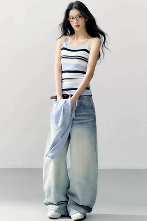 Striped Camisole Blouse Set-Up