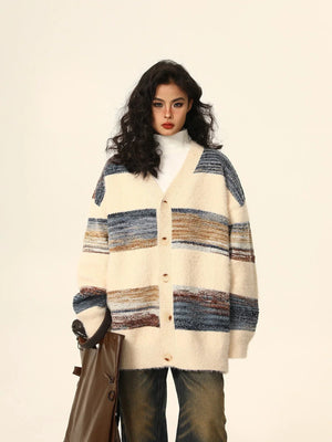 Striped cardigan knit jacket