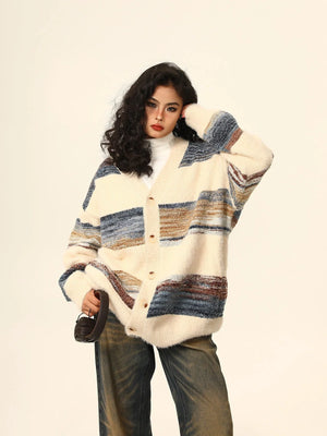 Striped cardigan knit jacket