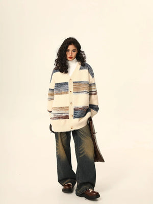 Striped cardigan knit jacket