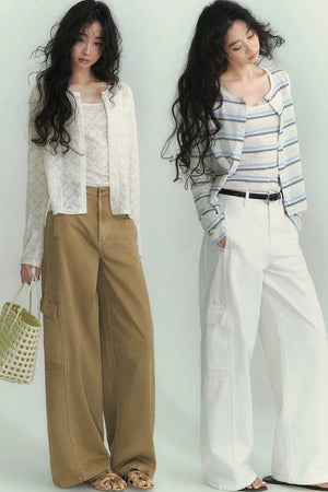 Striped Cardigan Two-Piece Set-Up