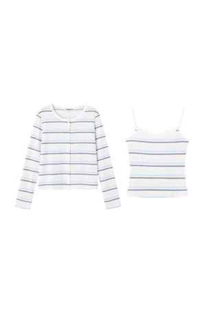 Striped Cardigan Two-Piece Set-Up