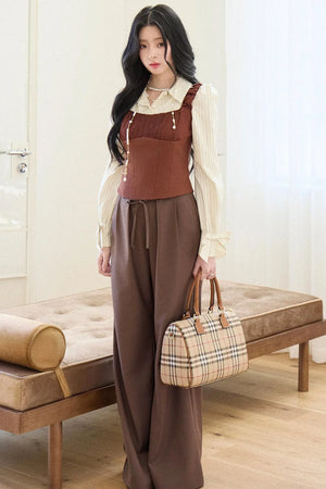 Striped Collar Vest Set-Up