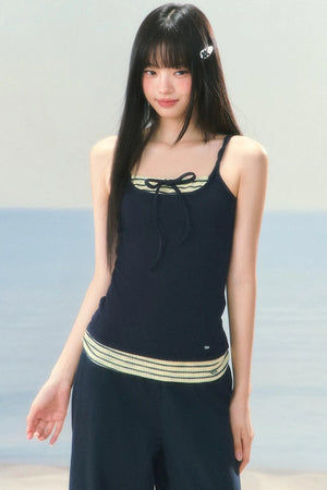 Striped Color-Blocked Camisole Top Set-Up