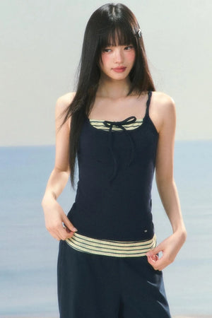 Striped Color-Blocked Camisole Top Set-Up