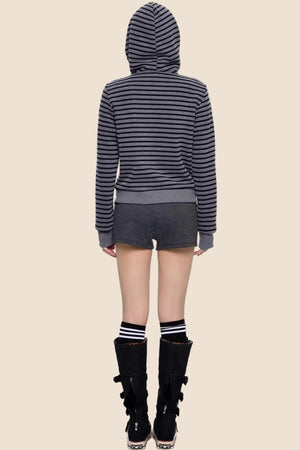 Striped Deconstructed Hooded Top