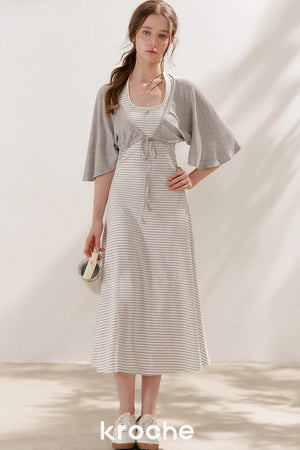 Striped Halter Neck Maxi Dress