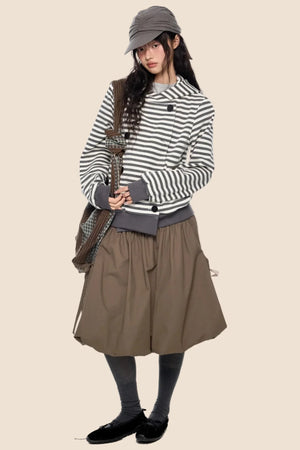 Striped Hooded Cardigan Jacket