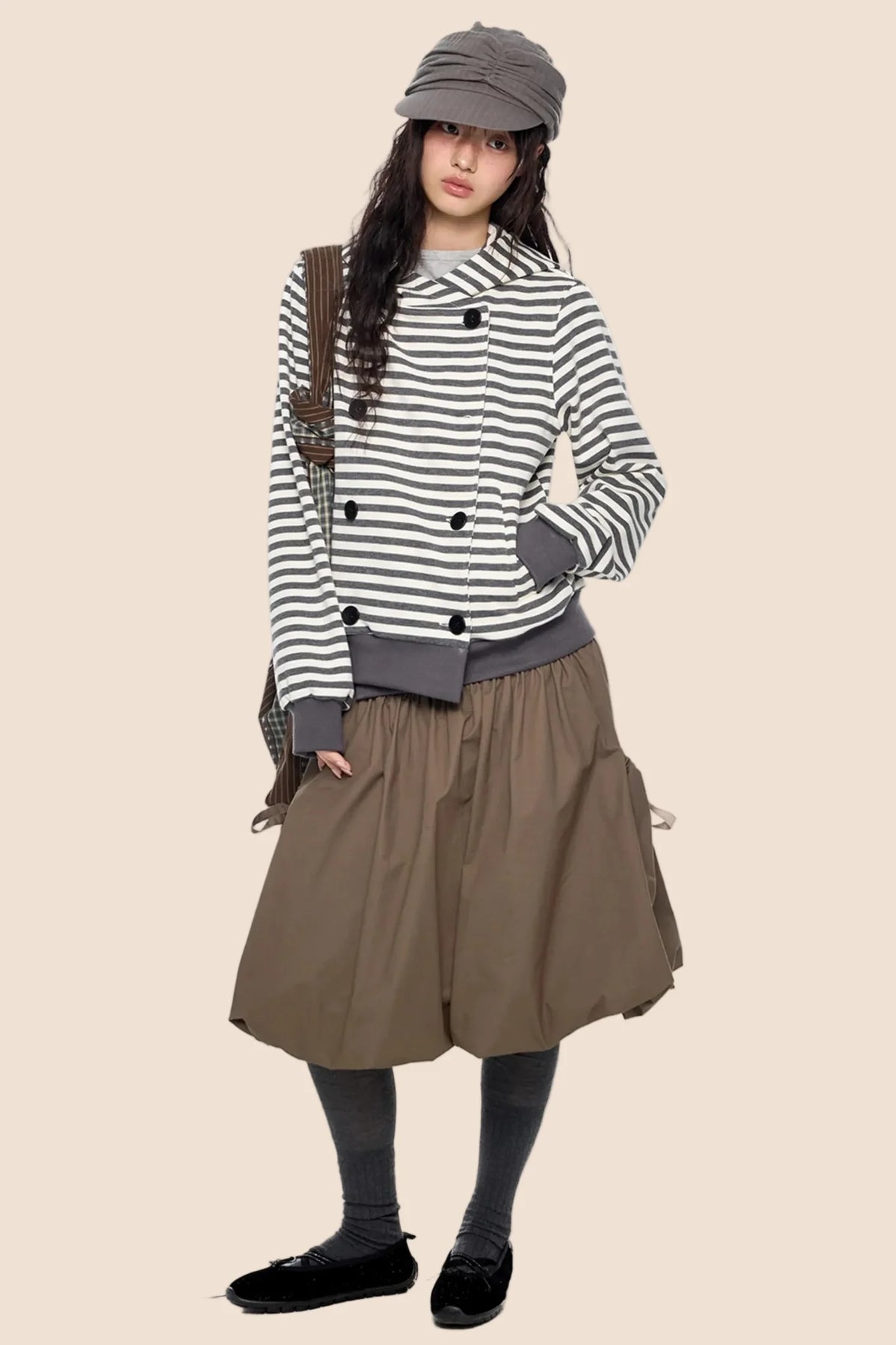 Striped Hooded Cardigan Jacket