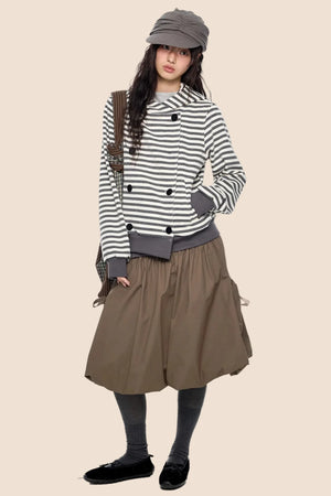 Striped Hooded Cardigan Jacket