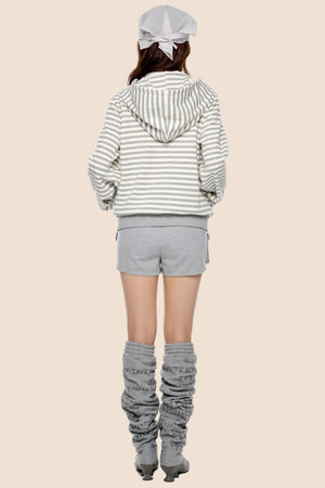 Striped Hooded Cardigan Jacket