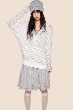 Striped Hooded Long Sleeve Jacket