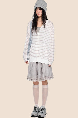 Striped Hooded Long Sleeve Jacket