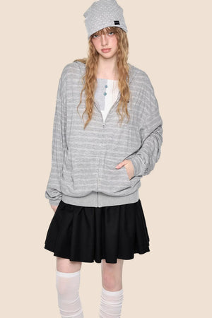 Striped Hooded Long Sleeve Jacket