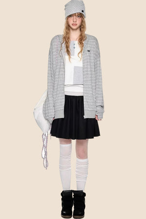 Striped Hooded Long Sleeve Jacket