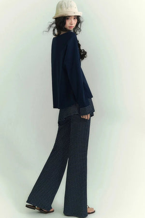 Striped Knit Micro-Flare Pants Set-Up