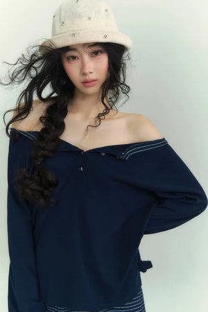 Striped Knit Micro-Flare Pants Set-Up