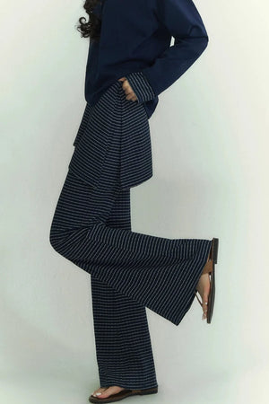 Striped Knit Micro-Flare Pants Set-Up