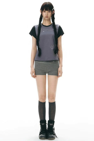 Striped Knit Safety Shorts