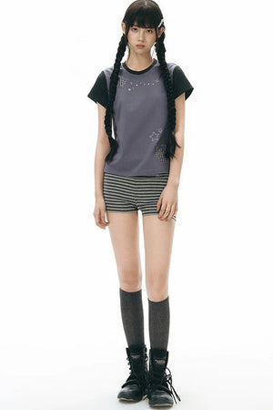 Striped Knit Safety Shorts