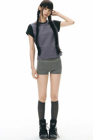Striped Knit Safety Shorts