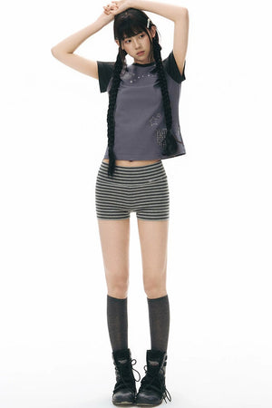 Striped Knit Safety Shorts