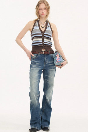 Striped Knitted Halter Vest