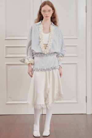 Striped Lace Half-Skirt