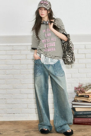 Striped Letter Print Top