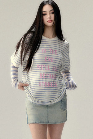Striped Letter Print Top