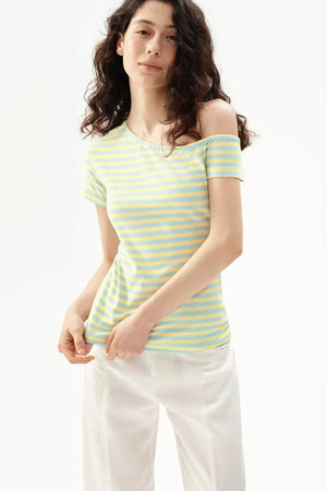 Striped Off-Shoulder Crop Top