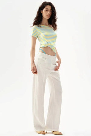 Striped Off-Shoulder Crop Top