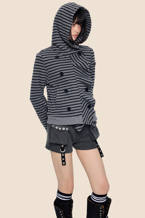 Striped Patchwork Hooded Cardigan