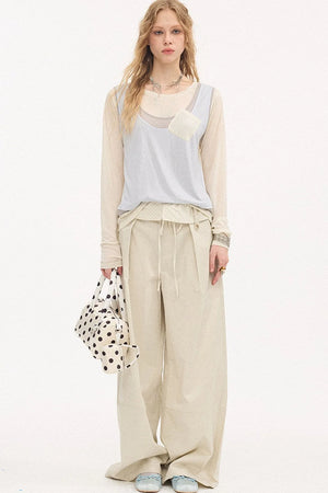 Striped Patchwork Straight-Leg Pants